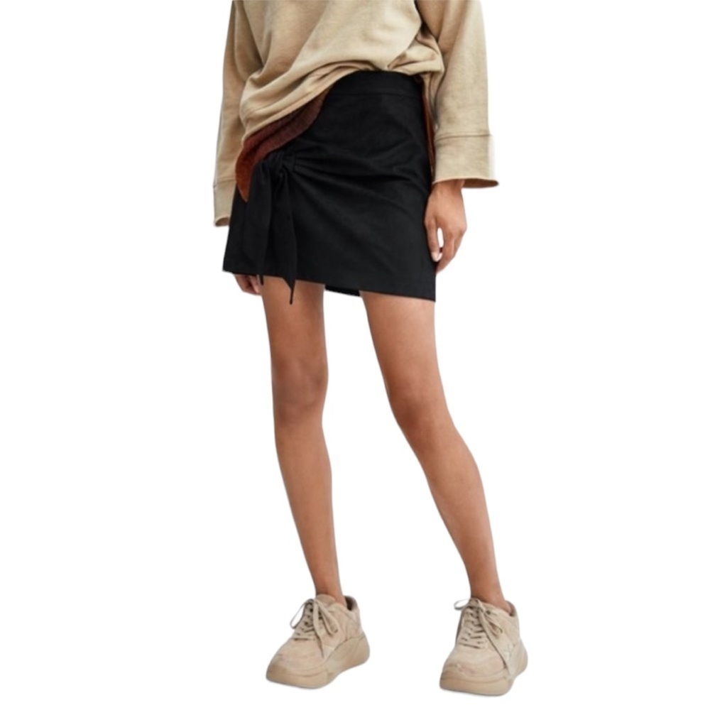 Zara Suede Skirt Wrap Mini Black Y2K 90s Fashion Size Small